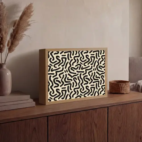 Abstract - Lijnen - Zwart Light Box met batterij (Wandlamp) middel 907 -sfeer2