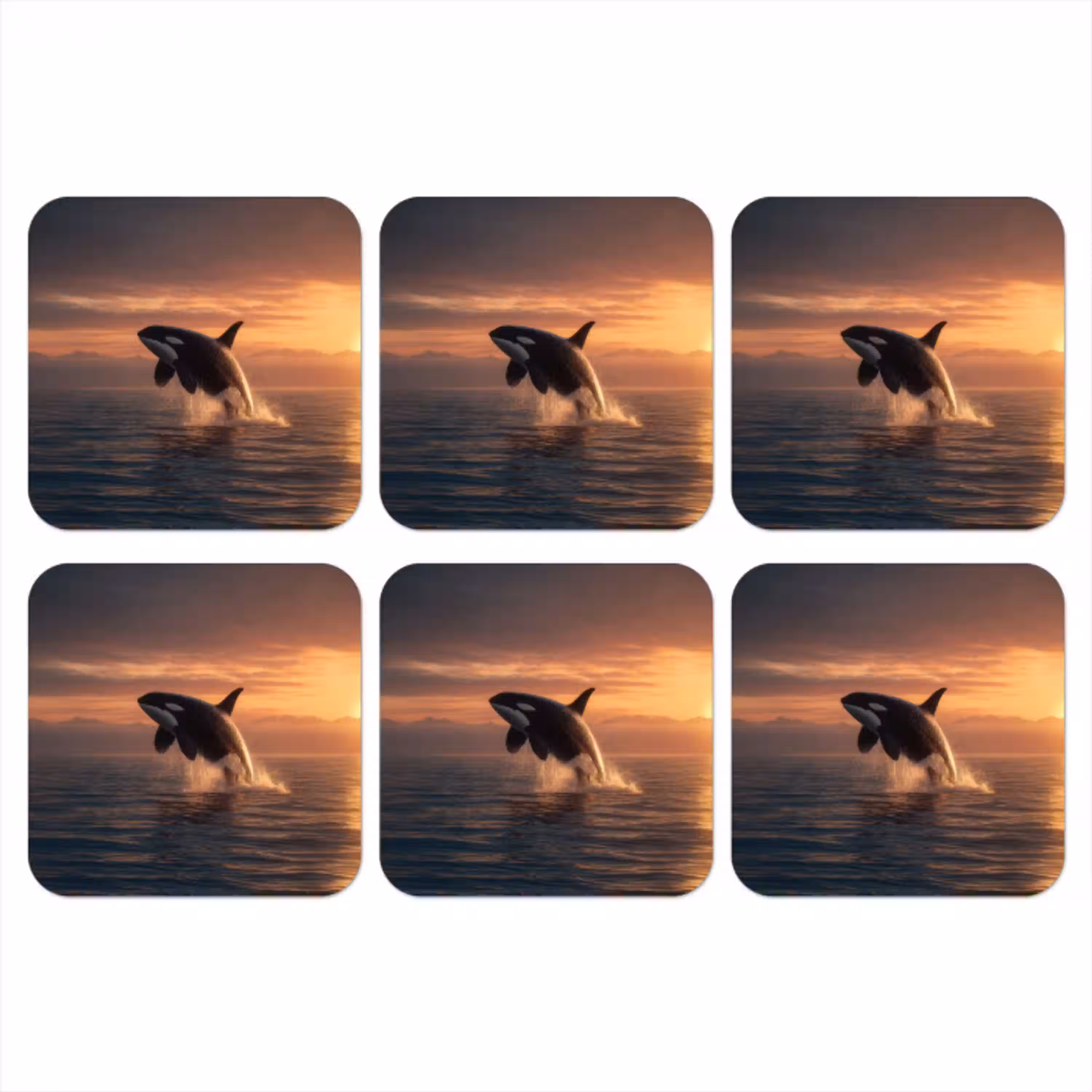Orka - Zee - Zonsondergang onderzetter kurk middel -3d
