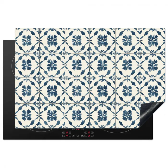 Grafisch - Tegel - Blauw Inductie beschermer vinyl 3mm klein 276 -3d