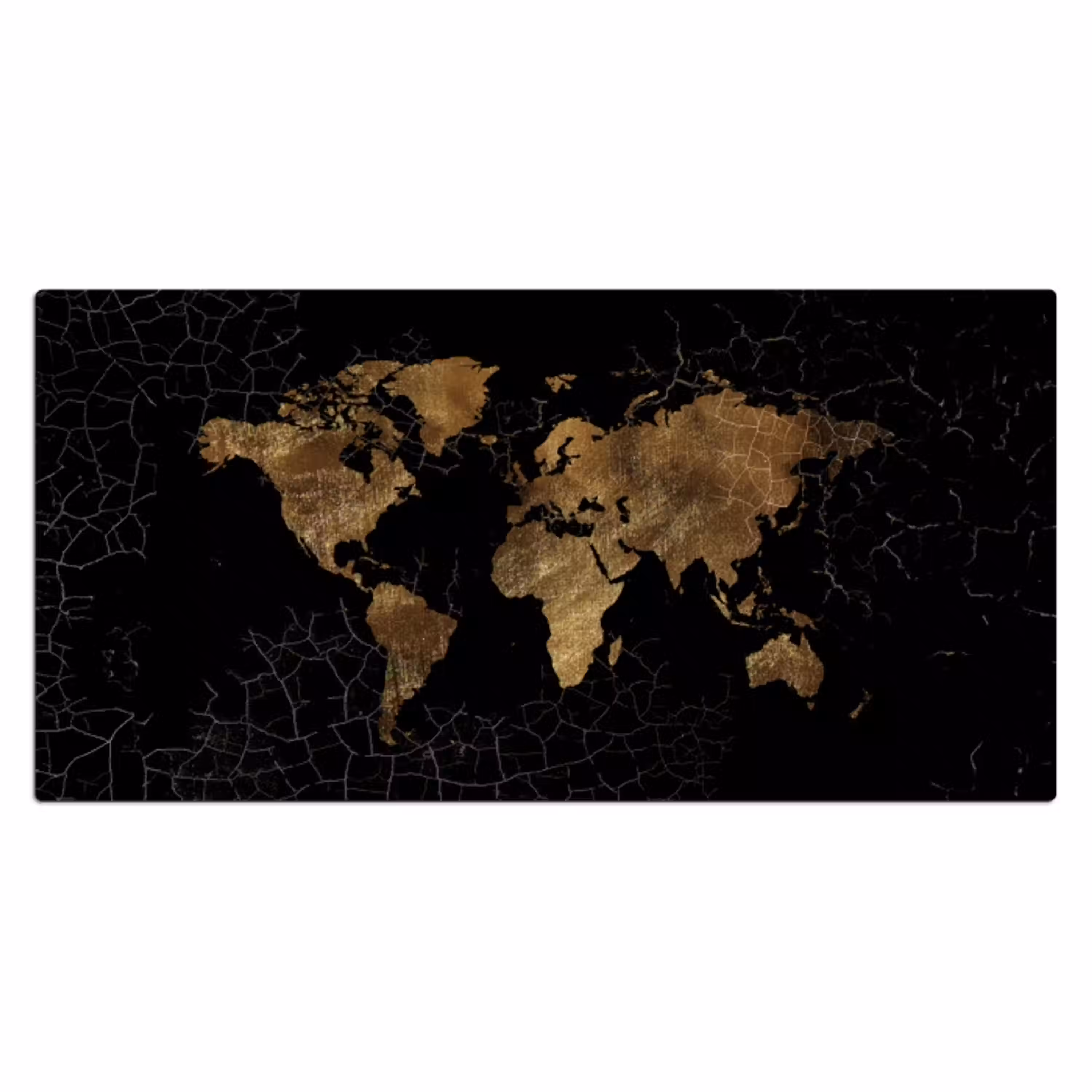 Wereldkaart - Marmer - Goud Muismat XXL klein -3d_leeg