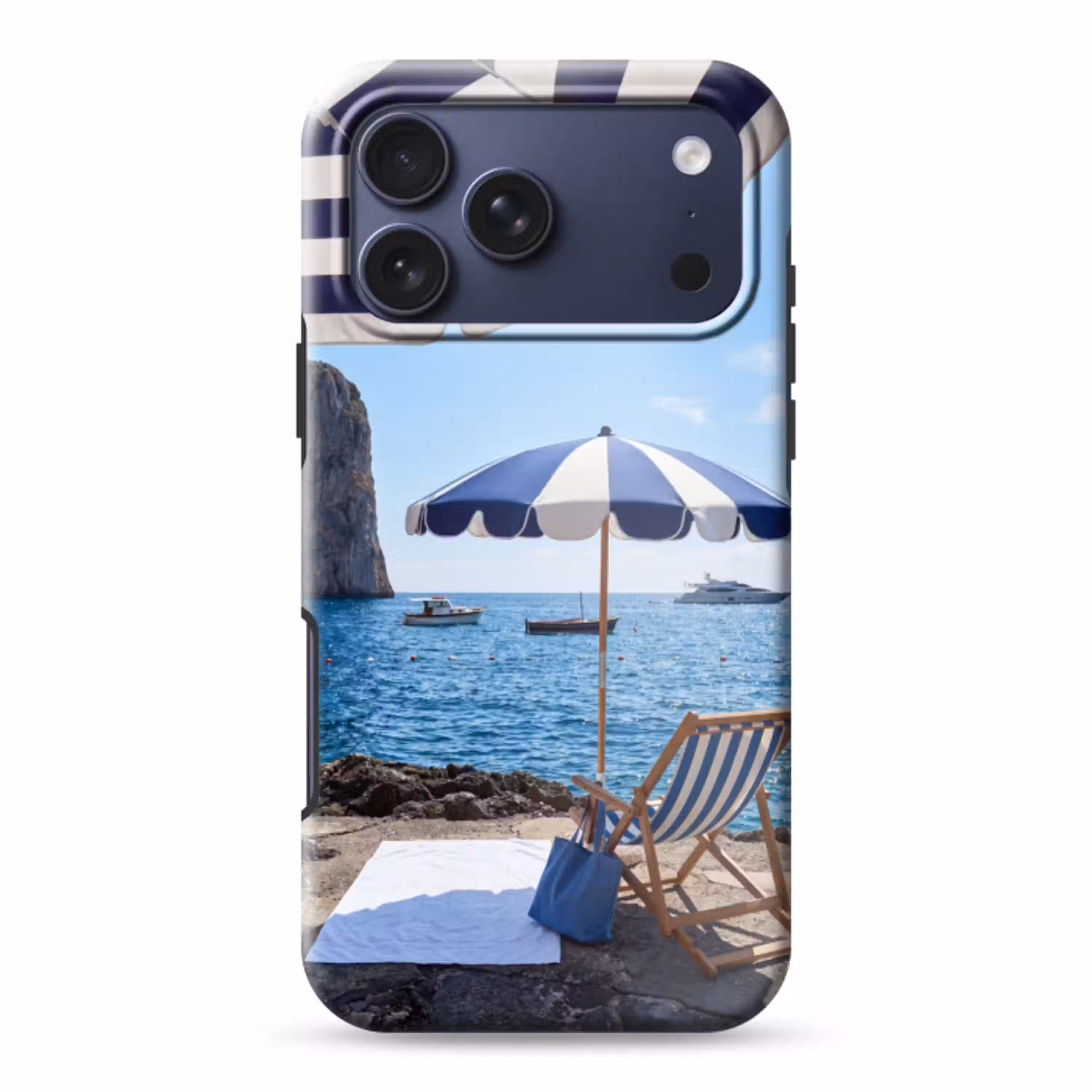 Strand - Ligstoel - Parasol - Zomer - Blauw Toughcase MagSafe Apple iPhone 17 Pro Max klein -3d