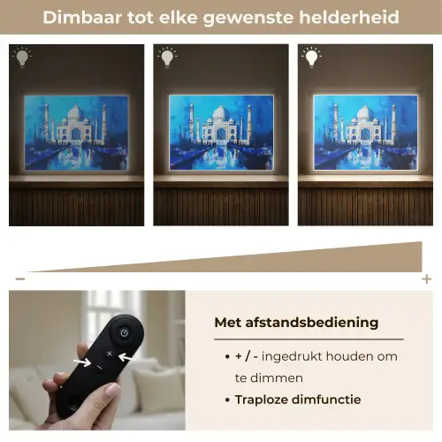 Taj Mahal - Ramadan - Blauw - Islamitische Light Box met batterij (Wandlamp) middel -USP_dimbaarNL