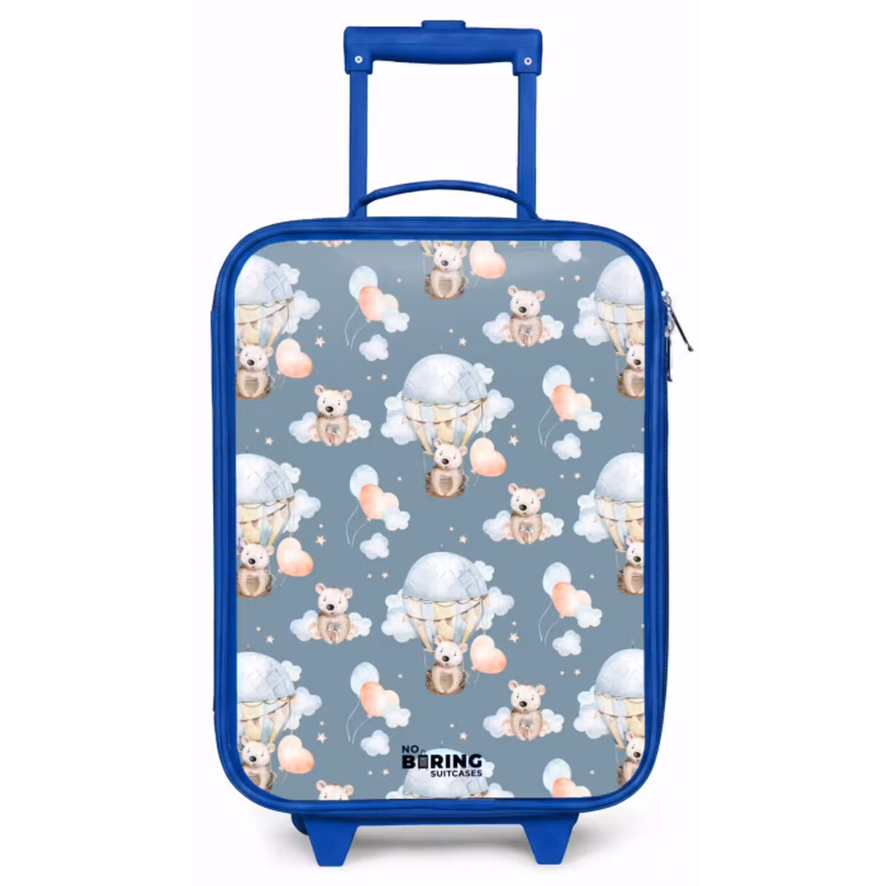 Beertjes in luchtballonnen tussen wolken en ballonnen Kinderkoffer - Blauw klein -zz3dotto