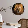 Leeuw - Dieren - Zwart - Licht - Bruin - Portret Wandcirkel behangsticker klein -sfeer3