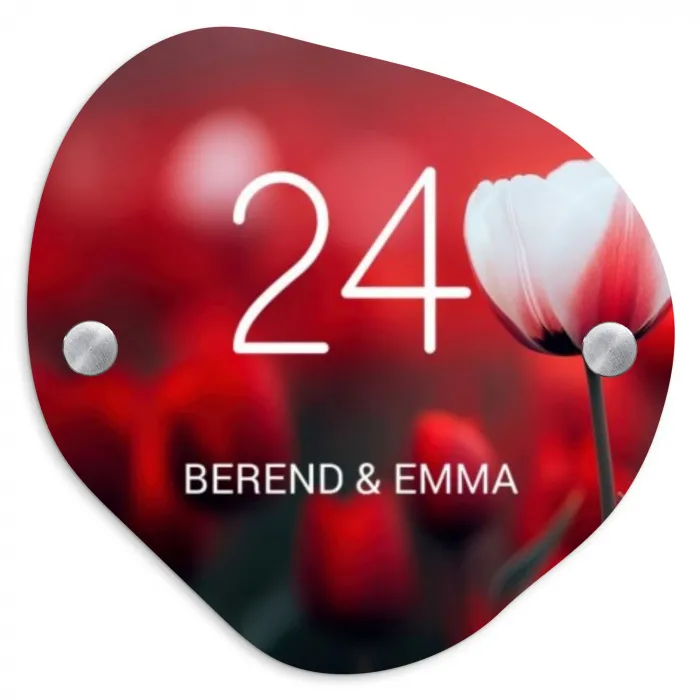Rode tulpen - Klassiek Naambord Organisch middel -3d