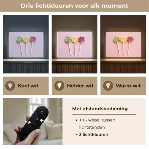 Lolly - Snoep - Citrus Light Box met batterij (Wandlamp) middel -USP_lichtkleurNL