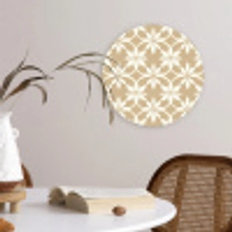 Bloemen - Patroon - Beige Wandcirkel kunststof plaat 5mm dik klein 188 -sfeer4