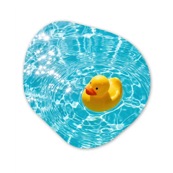 Badeend - Dobberen - Blauw Wandcirkel Organisch Aluminium middel -3d