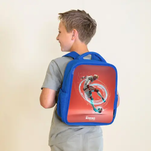 Voetbal - Jongen - Rood - Lichtcirkel Kinderrugzak - Blauw middel -sfeer2