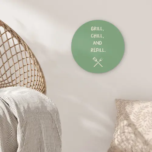 Grill - Groen - Zomer - Quote Wandcirkel plexiglas klein -sfeer5