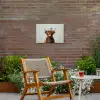 Schotse Hooglander - Bruin - Hoorns - Kokskleding Tuinposter op houten frame 2 cm dik klein -sfeer3