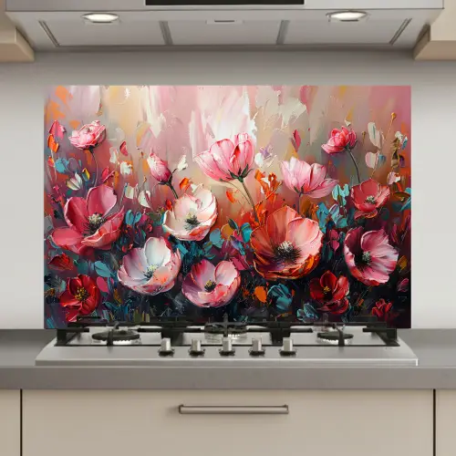 Klaprozen - Roze - Bloemen - Botanisch - Kunst keuken achterwand spatscherm klein -3d_website