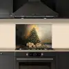 Kerstboom - Cadeaus - Goud keuken achterwand spatscherm klein -sfeer1