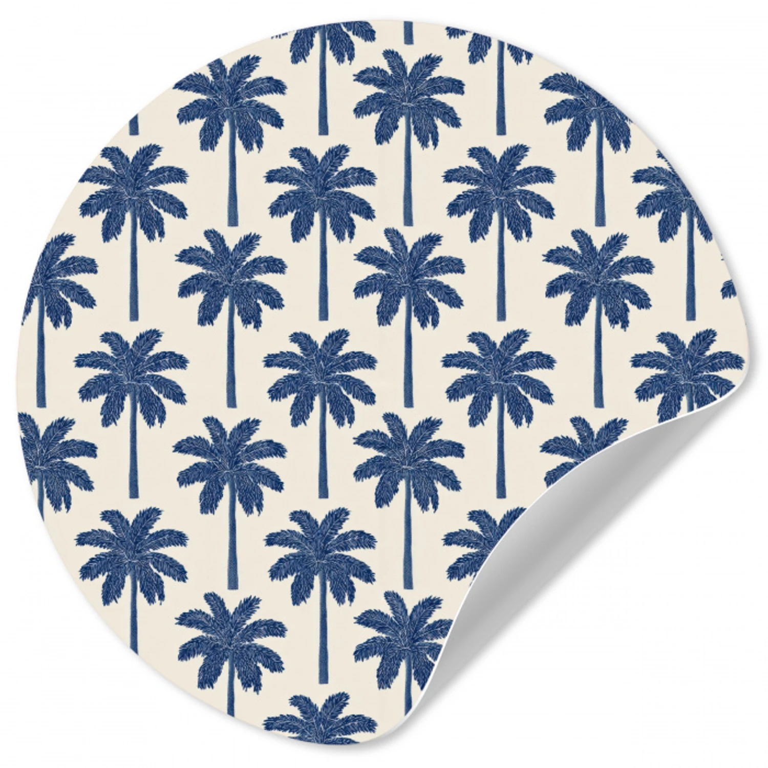 Symmetrisch - Palm - Blauw Wandcirkel behangsticker klein 186 -3d