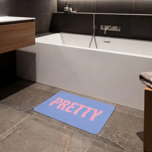 Pretty - Roze - Blauw - Golvend Badmat klein -sfeer3
