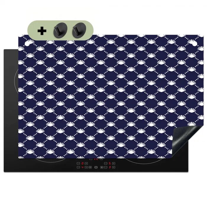 Oceaan - Schelp - Blauw - Wit Inductie beschemer met haakjes klein 777 -3d