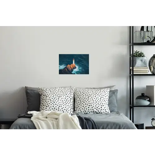 Vuurtoren - Rots - Zee - Golven Muursticker klein -slaapkamer