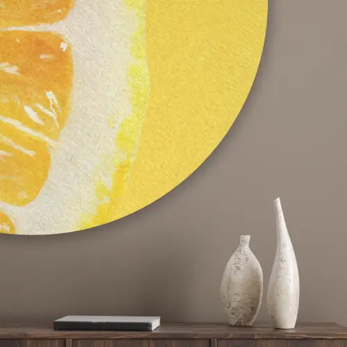 Citroen - Geel - Zonnig Akoestische PET Vilt - Rond klein -sfeer5_closeup