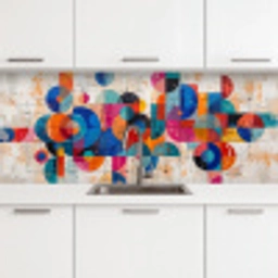Kunst - Geometrisch - Abstract - Kleurrijk keuken achterwand 2 middel -3d