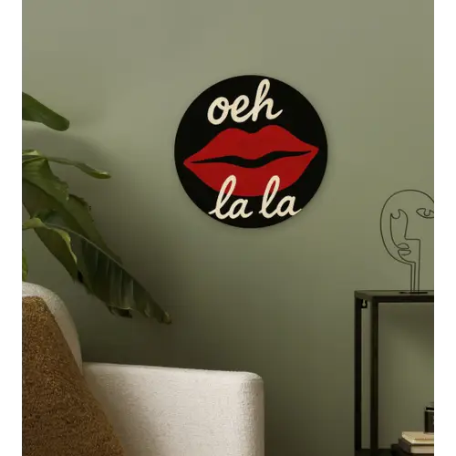 Lip - Rood - Quote Wandcirkel kunststof plaat 5mm dik klein -sfeer3