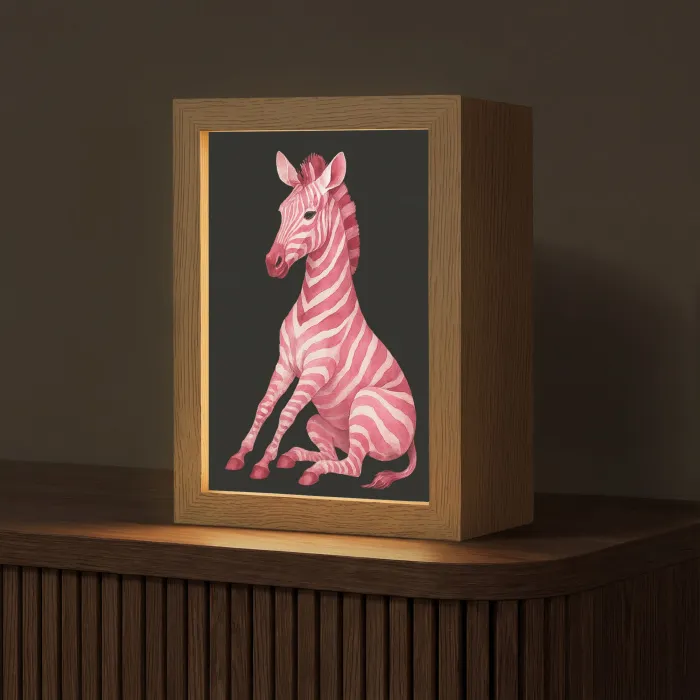 Zebra - Roze - Gestreept Light Box met kabel (Tafellamp) klein -z3d_website