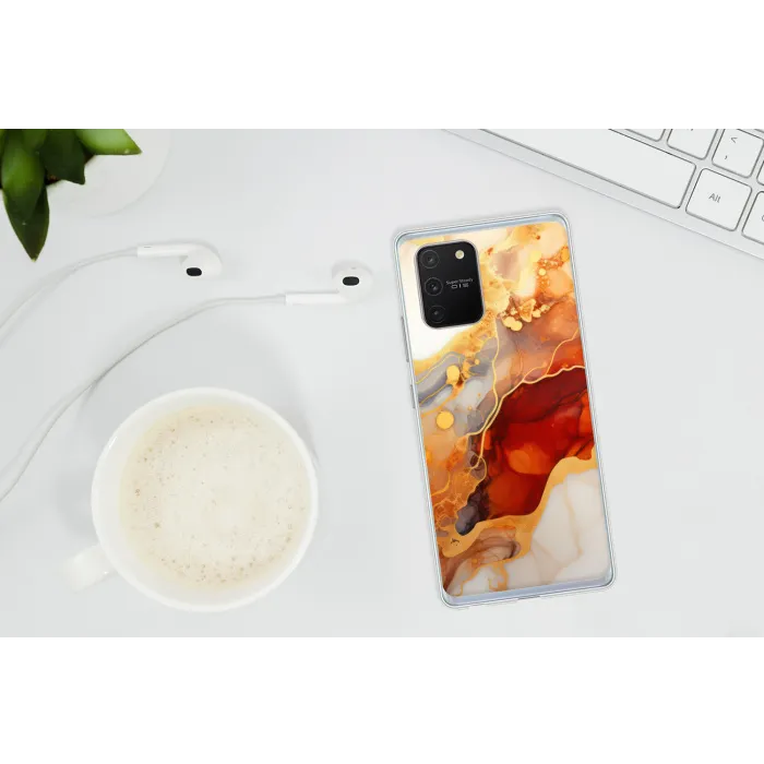 Marmer - Oranje - Goud - Modern - Abstract Telefoonhoesje Samsung Galaxy S10 Lite klein -oordopS10Lite