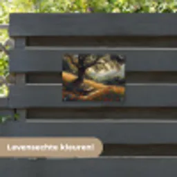 Bankje - Boom - Klaprozen - Heuvels tuinposter los doek klein -sfeer3