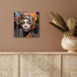 Vrouw - Hoofddoek - Graffiti - Zwart aluminium wit klein -sfeer4