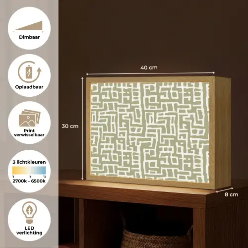 Grafisch - Patroon - Groen Light Box met batterij (Wandlamp) middel 907 -USP_websiteoverzichtNL