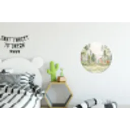 Bos - Dieren - Groen Wandcirkel aluminium klein -kinderkamer