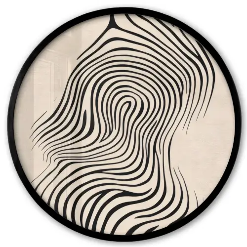 Lijnen - Abstract - Golvend - Zwart Fotolijst rond zonder passe partout klein -3d