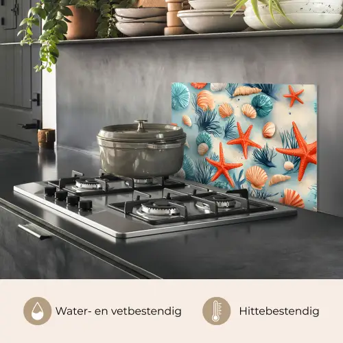 Zeesterren - Schelpen - Illustratie - Zand keuken achterwand spatscherm klein -usp_NL