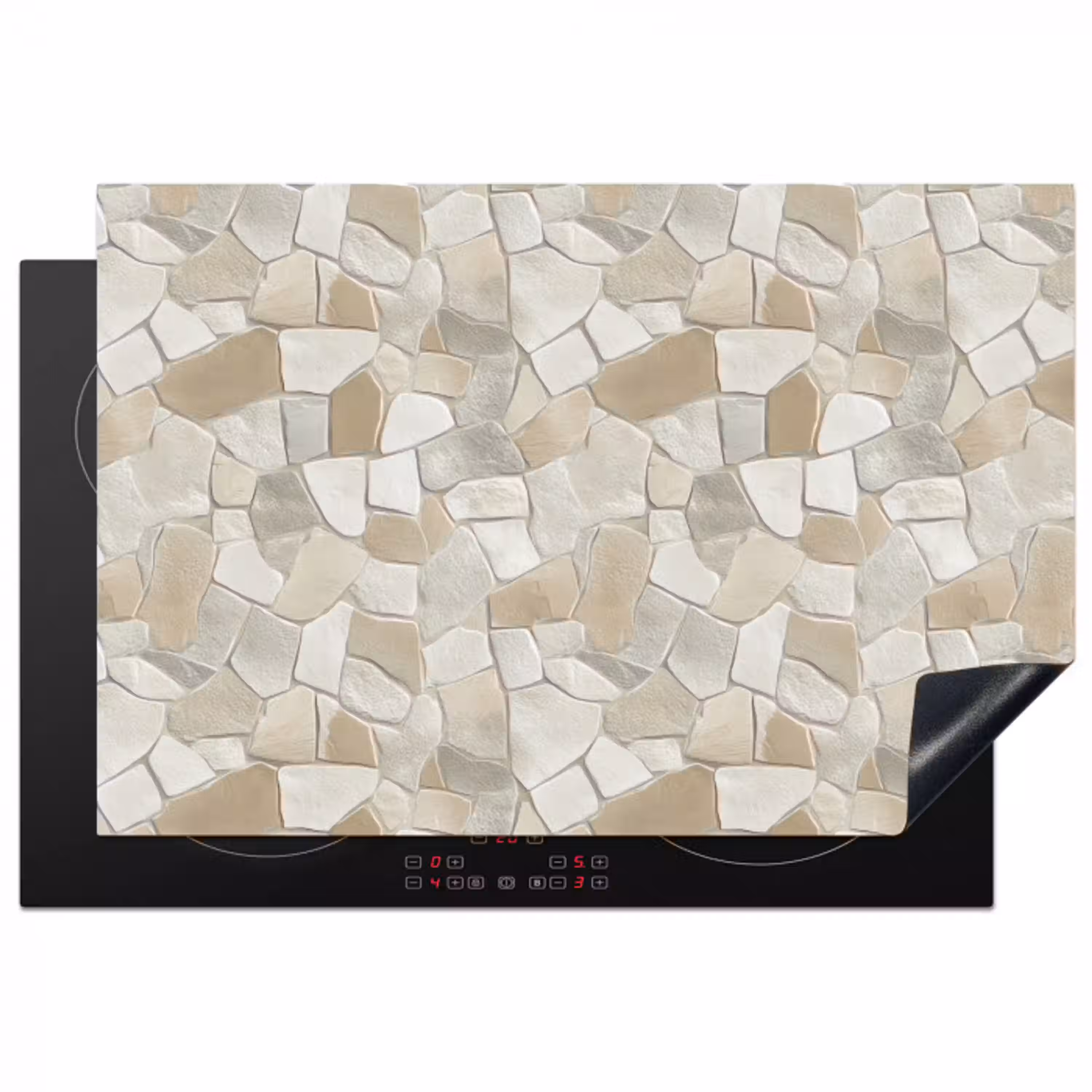 Mozaïek - Stenen - Beige Inductie beschermer vinyl 3mm klein 276 -3d