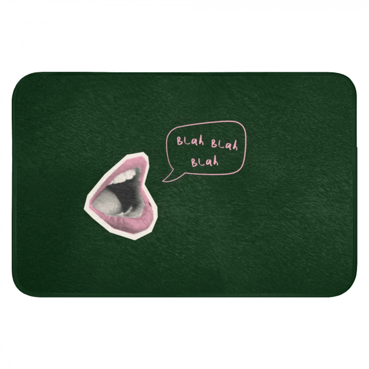 Illustratie - Mond - Donkergroen - Tekstwolkje Badmat klein -3d