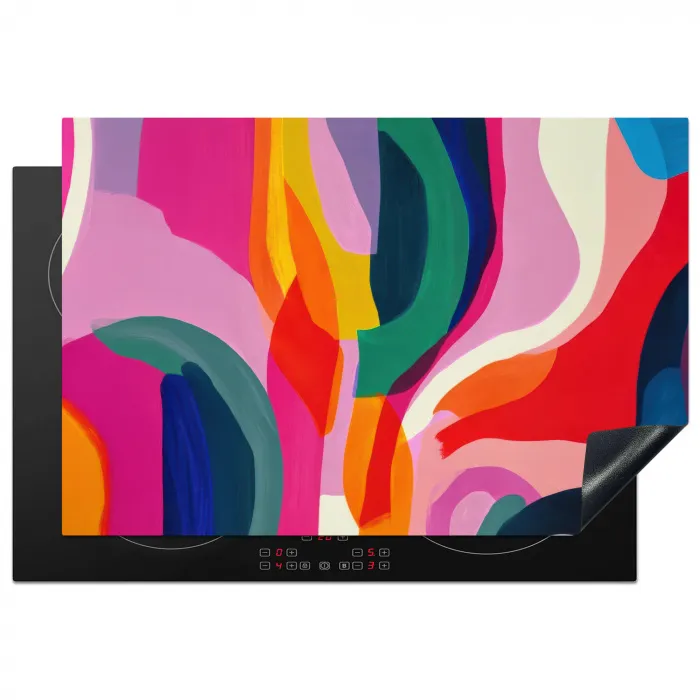Vormen - Golvend - Abstract - Felroze Inductie beschermer vinyl 3mm klein -3d