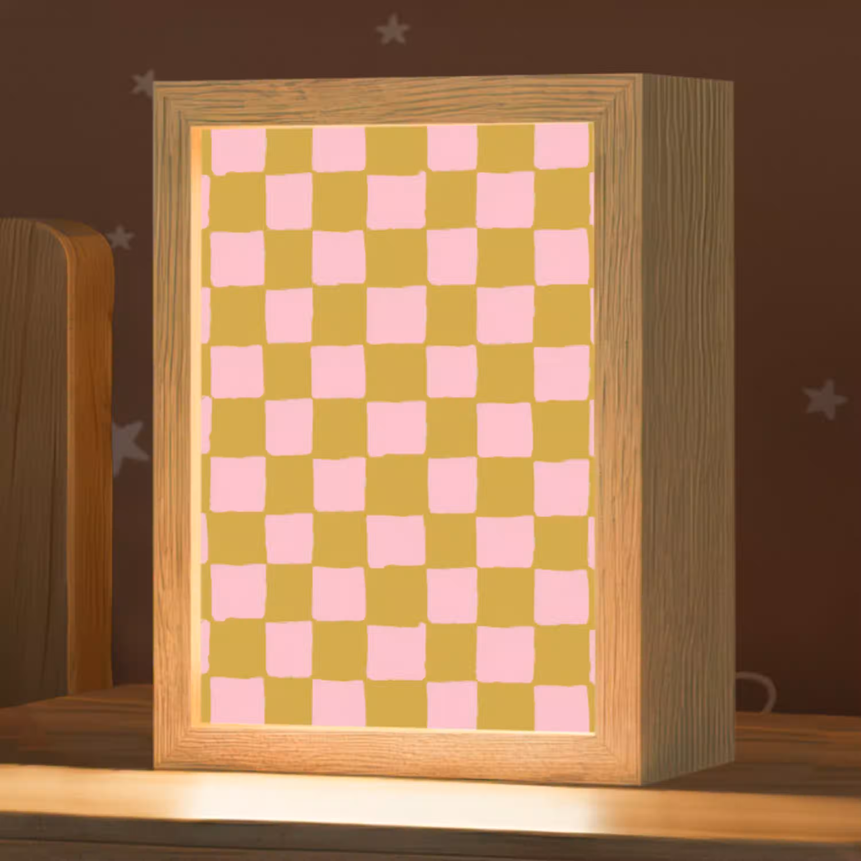Patroon - Vierkant - Roze Light Box met kabel (Kinderlampje) klein 904 -zzz_3d_website