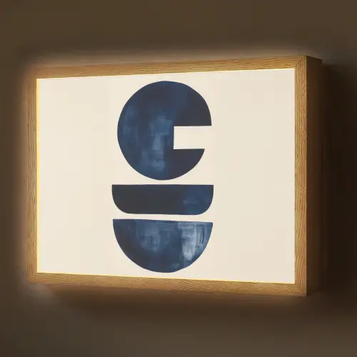 Vormen - Blauw - Abstract Light Box met batterij (Wandlamp) middel -z3d_website