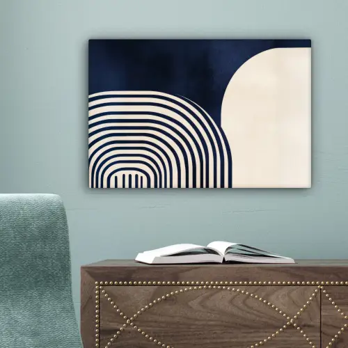 Donkerblauw - Abstract - Lijnen canvas 2cm klein -sfeer4