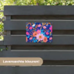 Bloemen - Blauw - Roze tuinposter los doek klein -sfeer3