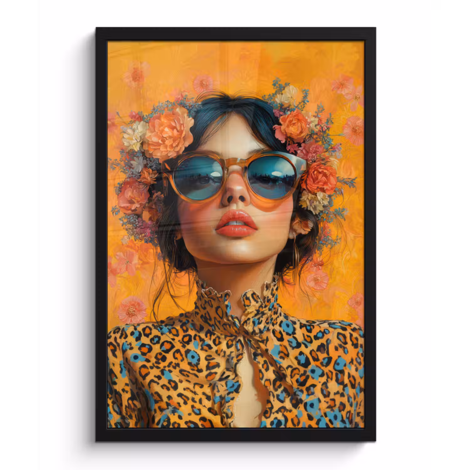 Poster met lijst - Vrouw - Bloemen - Aesthetic - Oranje