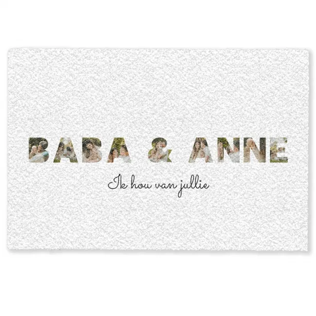 Gepersonaliseerde deurmat Baba & Anne - Lettercollage