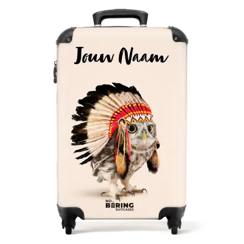 Uil als Indiaan NBS - Handbagage koffer - Kinderen Unisex middel -productfoto_recht