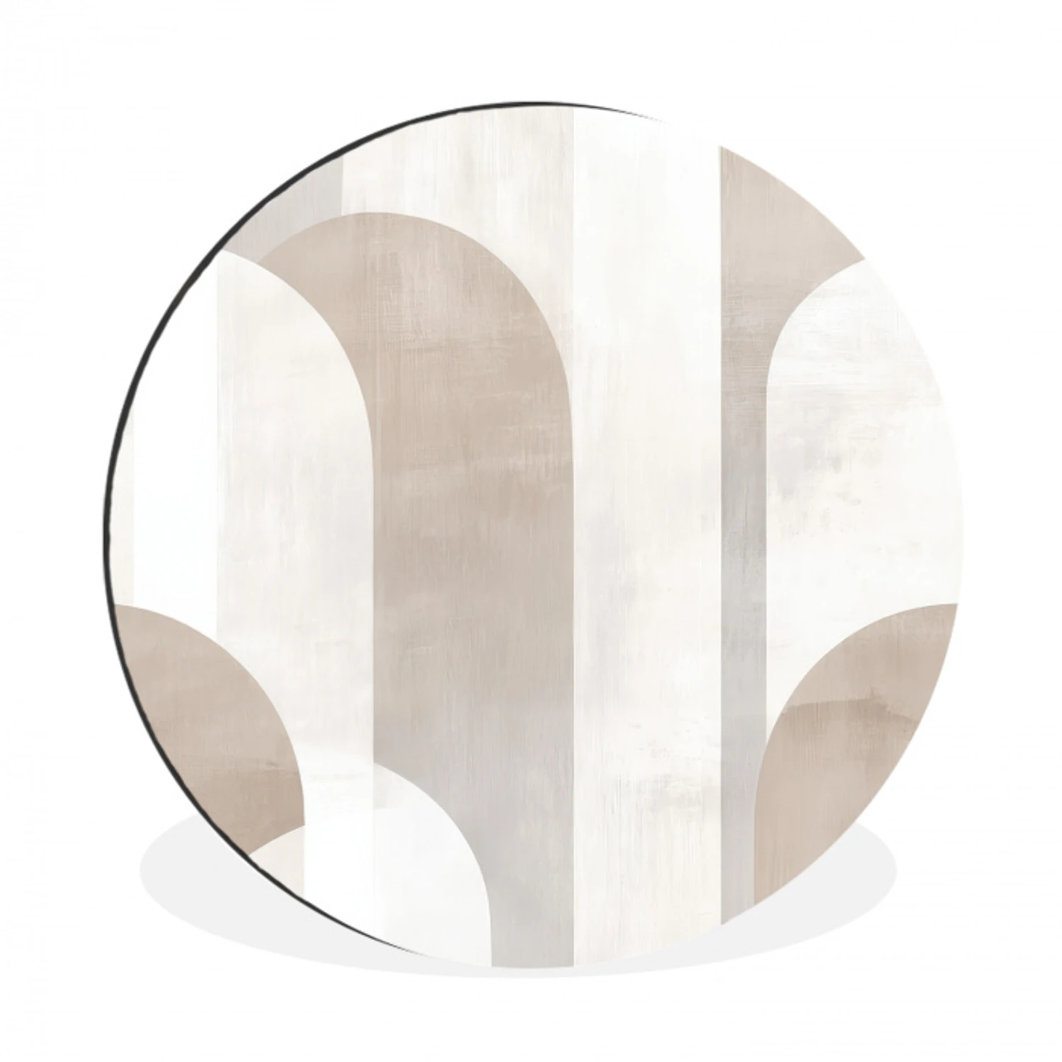 Abstracte bogen - Modern - Beige Wandcirkel aluminium klein -3d