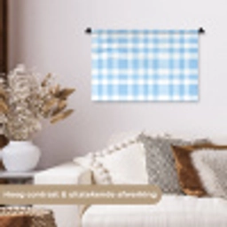 Ruit - Patroon - Blauw Wandkleed katoen klein 269 -sfeer1