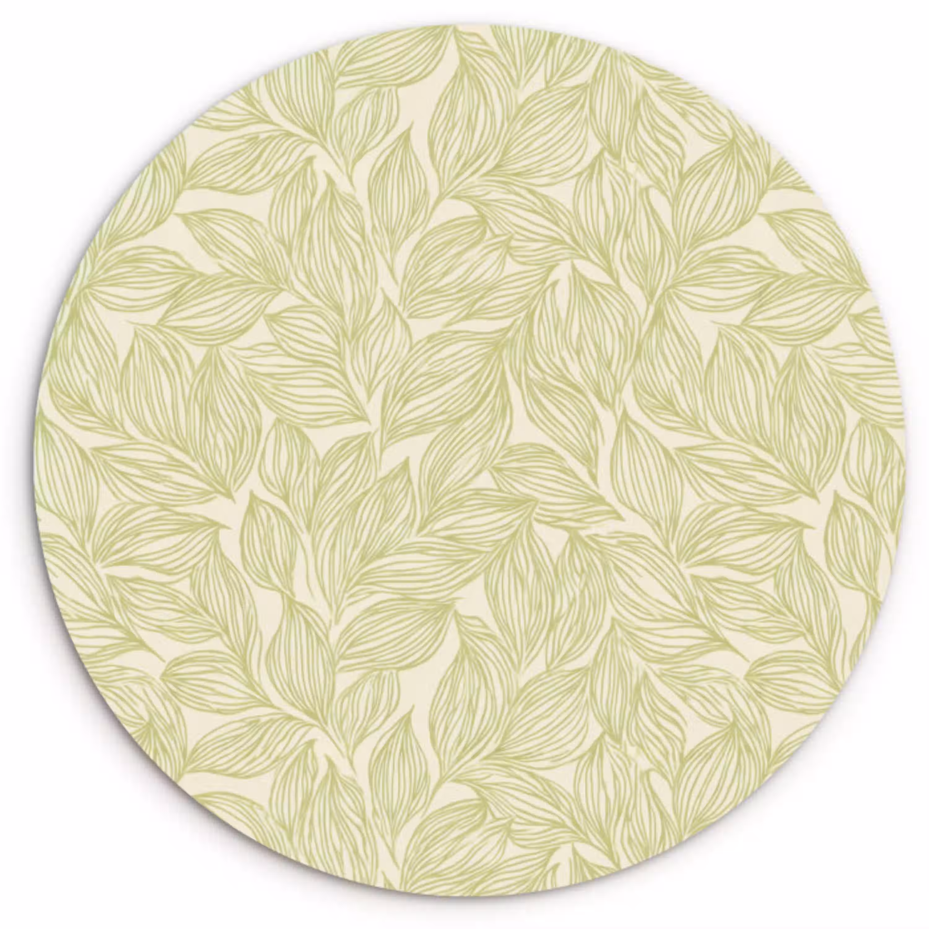 Saliegroen - Botanisch - Bladeren - Handgetekend - Patroon Wandcirkel plexiglas klein 852 -3d