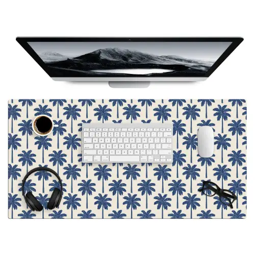 Symmetrisch - Palm - Blauw Muismat XXL klein 681 -3d