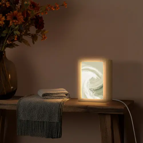 Abstract - Penseelstreken - Golven - Groen Light Box met kabel (Tafellamp) klein -sfeer4