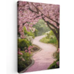 Kersenbloesem - Natuur - Sakura - Pad - Japanse tuin Tuinposter op houten frame 2 cm dik klein -3d