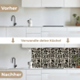 Geometrisch - Figuren - Zwart keuken achterwand 2 middel 871 -voor-na_DE