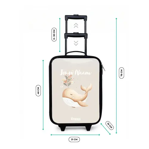 Walvis in pastel beige kleuren Kinderkoffer - Zwart klein -productfoto_formaten